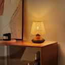 TAKEGO Small Table Lamp with Wooden Base, Rattan Lamp Shade Mini Bedside Wood Lamp, Viantage Farmhouse Table Lamp, Mini Nightstand Light for Kitchen Counter, Bookshelf Lamp, Living Room, Dorm, Office