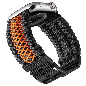 BINLUN Watch Band Compatible with Apple Watch 44mm 45mm 46mm 49mm, Braided Paracord Nylon Watch Strap Replacement Compatible with iWatch Ultra/Ultra 2 Series 10/9/8/7/6/5/4/SE/SE2/3/2/1 for Men (Black,Orange)