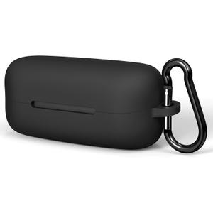 Geekria Silicone Case Cover Compatible with Sony WF-C510 True Wireless Earbuds, Protective Earphones Skin Cover with Keychain Hook, Charging Port Accessible, Front LED Visible (Black)