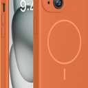 Miracase Magnetic for iPhone 15 Case, [Soft Anti-Scratch Microfiber Lining], Compatible with MagSafe, Liquid Silicone Case Shockproof Drop Protection Phone Case for 15,Orange