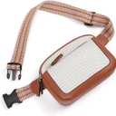 CLUCI Belt Bag for Women, Mini Everywhere Crossbody Waist Bag Adjustable Strap, Vegan Leather Women's Fanny Pack (0-Woven Off-White with Brown)