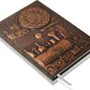 Train Embossed Leather Journal Notebook - 3D Handmade Vintage Train Journals Travel Diary with Lined Paper Antique Leather Sketchbook Writing Journals Train Gift for Women & Men (A5, Red Bronze)