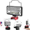 LIVOWALNY LED Work Lights Compatible with Milwaukee 18V Battery, 100W 10000LM 7" Flood Light Portable with USB & Type-C Charging Port & Low Voltage Protection 140 Pivoting Head, Battery Not Included