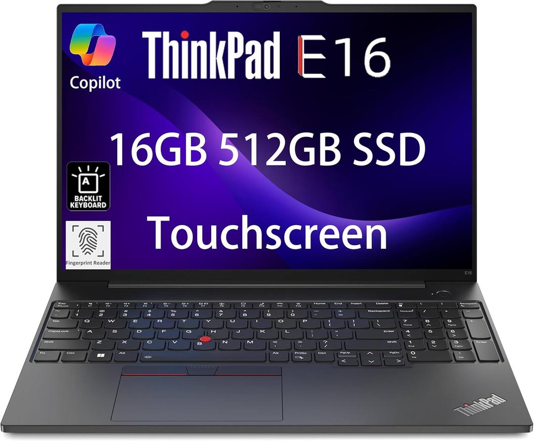 Lenovo ThinkPad E16 Business Laptop (16" FHD+ Touchscreen, AMD Ryzen 5 7530U, 16GB RAM, 512GB SSD, (8-Core Beat i7-1165G7)), Fingerprint, Backlit, FHD Webcam, WiFi 6, Ethernet, Win 11 Pro, Black