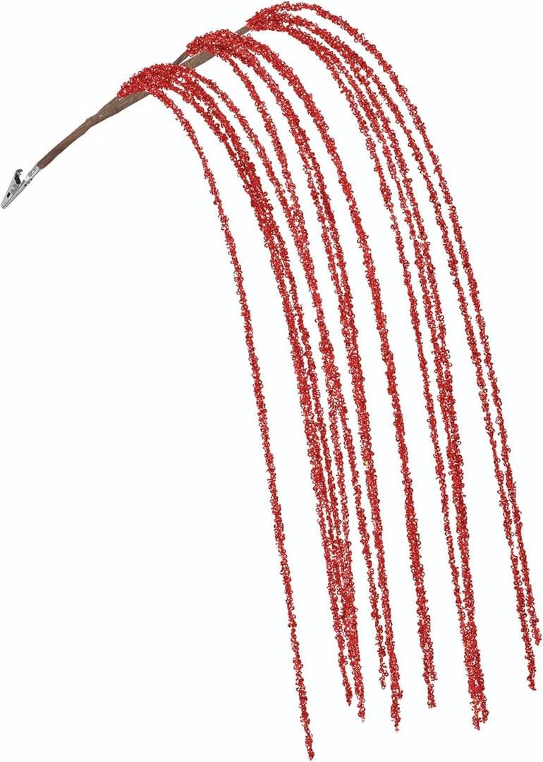 KI Store Red Dripping Sequin Christmas Tree Picks Spray 6pcs Cascading Christmas Picks for Xmas Tree Garland Decorations