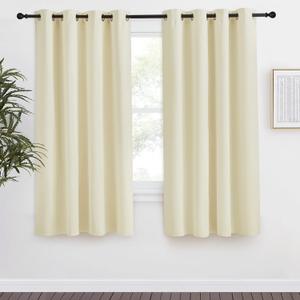 NICETOWN Beige Blackout Curtain 57 inch Length, W55 x L57 Inch, 8 Grommets Top, 1 Piece, Thermal Insulated Modern Window Treatment Soundproof Drape Panel for Bedroom/Living Room