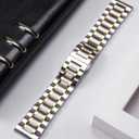 BINLUN Stainless Steel Watch Band 12mm 14mm 16mm 18mm 19mm 20mm 21mm 22mm 24mm Adjustable Metal Link Watch Bracelet with Straight & Curved Ends for Business Daily Wear Men & Women (Silver-Gold)