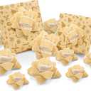 18 Pcs Christmas Gold Velvet Gift Bow for Gift Wrapping 2.8 Inch and 4 Inch Christmas Self Adhesive Glitter Ribbon Bows Stick on Flocked for Xmas Present Wrapping Decor Wreaths Tree (Khaki)