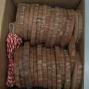 Unfinished Wood Slices with Hole, Natural Wooden Circles with Bark for DIY Crafts, Home Decor, Christmas Ornaments (30Pcs, 3.5-4 Inch)