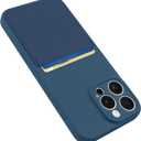 Designed for iPhone 16 Pro Max Case with Card Holder for Women Men Soft Silicone Cover [Microfiber Lining] Full Camera Protection Shockproof Slim for iPhone 16 Pro Max Case Wallet Blue