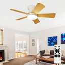 Modern Ceiling Fans with Lights: 35in Flush Mount Ceiling Fan with Light and Remote - White Low Profile Ceiling Fan for Bedroom Reversible 3CCT Dimmable Timer Quiet Indoor/Outdoor Use (35in-wood Grain Blades)