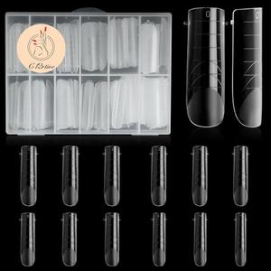 C12rtive 120 Pcs Dual Nail Forms,Matte Square & C-Curved Extension Poly Nail Gel Nail Molds 12 Sizes for Gel Glue, Full Cover Nail Art Design Salon & DIY