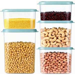 Airtight Food Storage Containers 5-Piece Set, BPA-Free Plastic Kitchen Canisters with Secure Snap Lock Lids for Cereal, Pasta, Snacks, Flour & Pantry Organization
