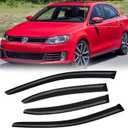 Window Visors for Volkswagen (VW) Jetta 2011-2018, Rain Guards Shields Vent Deflector Shade Wind Dark Smoke 2012 2013 2014 2015 2016 2017 12 13 14 15 16 17 18, Tape-On,4 PCS