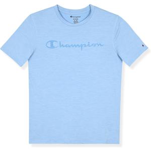Champion Boys Active T-Shirts Short Sleeve Crew Neck Athletic Signature Logo Tee for Kids (Blue, XL)