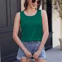 Silk Satin Tank Tops for Women Camisole Crew Neck Sleeveless Cami Summer 2025 (Green, L)