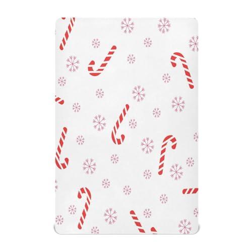 BOESI Crib Sheet, Unisex Crib Sheet, Soft and Comfortable for Standard Crib and Toddler Mattress, Christmas Cane Candy