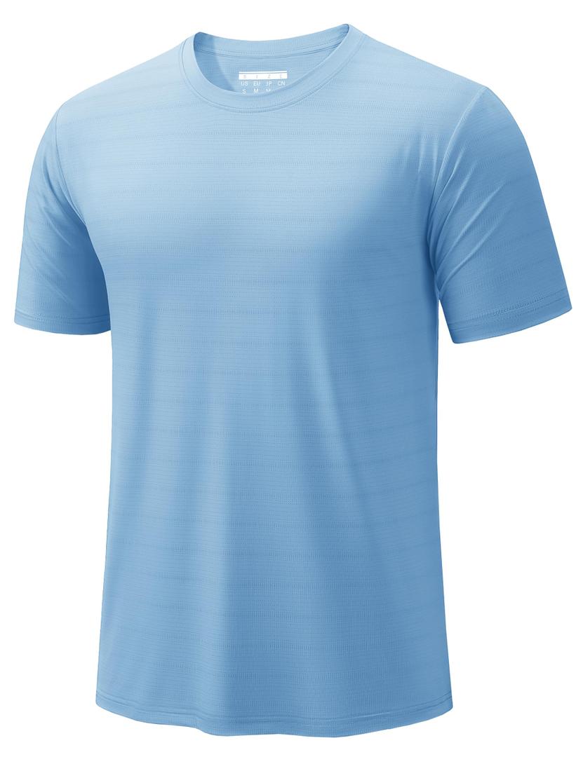 TACVASEN Running Shirts for Men Lightweight Quick Dry Short Sleeve Athletic Tops Cooling Breathable Gym Sport T-Shirt Sky Blue 2XL (Blue, XXL)