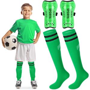 Syhood Soccer Shin Guards and Socks for Toddler Kids Youth, Lightweight Soccer Shin Pads Protective Defender Gear for 3-5, 5-10, 10-15 Years Old Children Teen Boys Girls Sports Game (Green, Size S)