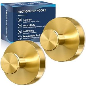 MOTAIPEAK Suction Cup Hooks for Shower,Removable Shower Towel Suction Hooks for Bathroom Wall,Kitchen,Glass,Mirror,Tile to Hang Robes,Loofah-Gold(2-Pack) - Amazon.com