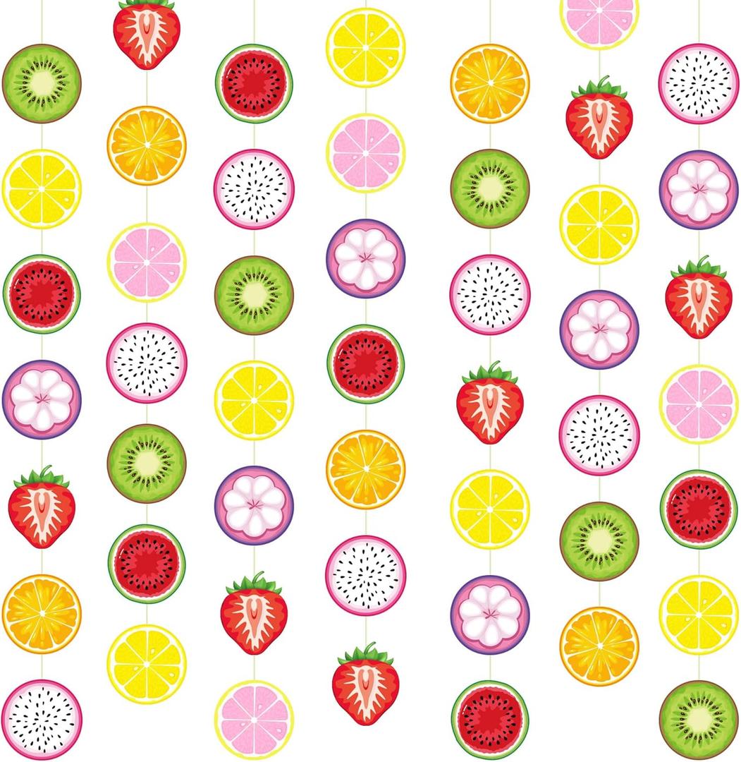 Duraaamo 8 Packs Fruit Party Banner Decorations Twotti Frutti Paper Garland Dancing Frutti Paper Hanging Cutouts Summer Theme Banners for Summer Theme Birthday Party Supplies Decor(Fruit) (Colorful)