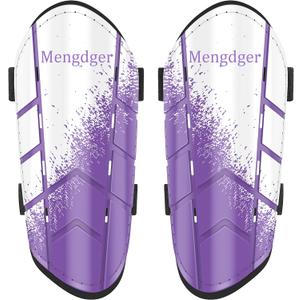 Shin Guards Soccer Youth Kids Boys Girls Toddler Shin Pads Child EVA Cushion Protection Reduce Shocks Injurie Calf Protective Gear Suitable for 4 5 6 7 8 9 10 11 12 Years Old (Medium, Purple+White)
