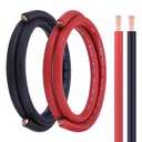 1/0 Battery Cable, 5FT Red + 5FT Black 1/0 Welding Cable, Stranded Oxygen-Free Pure Copper Wire for Automotive, Battery, Solar, Marine and Generator