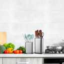RedCall Stainless Steel Kitchen Utensil Holder for Countertop, Spoon Spatula Organizer,Modern Rectangular Large Cooking Utensil Caddy Counter,Utensil Crock Silver