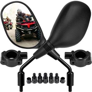 KEMIMOTO ATV Mirrors, 8MM 10MM Motorcycle Mirrors for Handlebar ATV Accessories Compatible with Scooter Snowmobile Mope, 360 Degrees Ball Type Adjustment