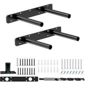 2pcs Floating Shelf Bracket, 10" Heavy Duty Hidden Shelf Brackets Hardware, Solid Steel Support Rods with Tools, Wall Mounting Invisible Floating Shelves Bracket for Kitchen, Living Room