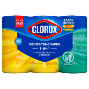 Clorox 3-in-1 Crisp Lemon/Fresh Scent Disinfecting Wipes 