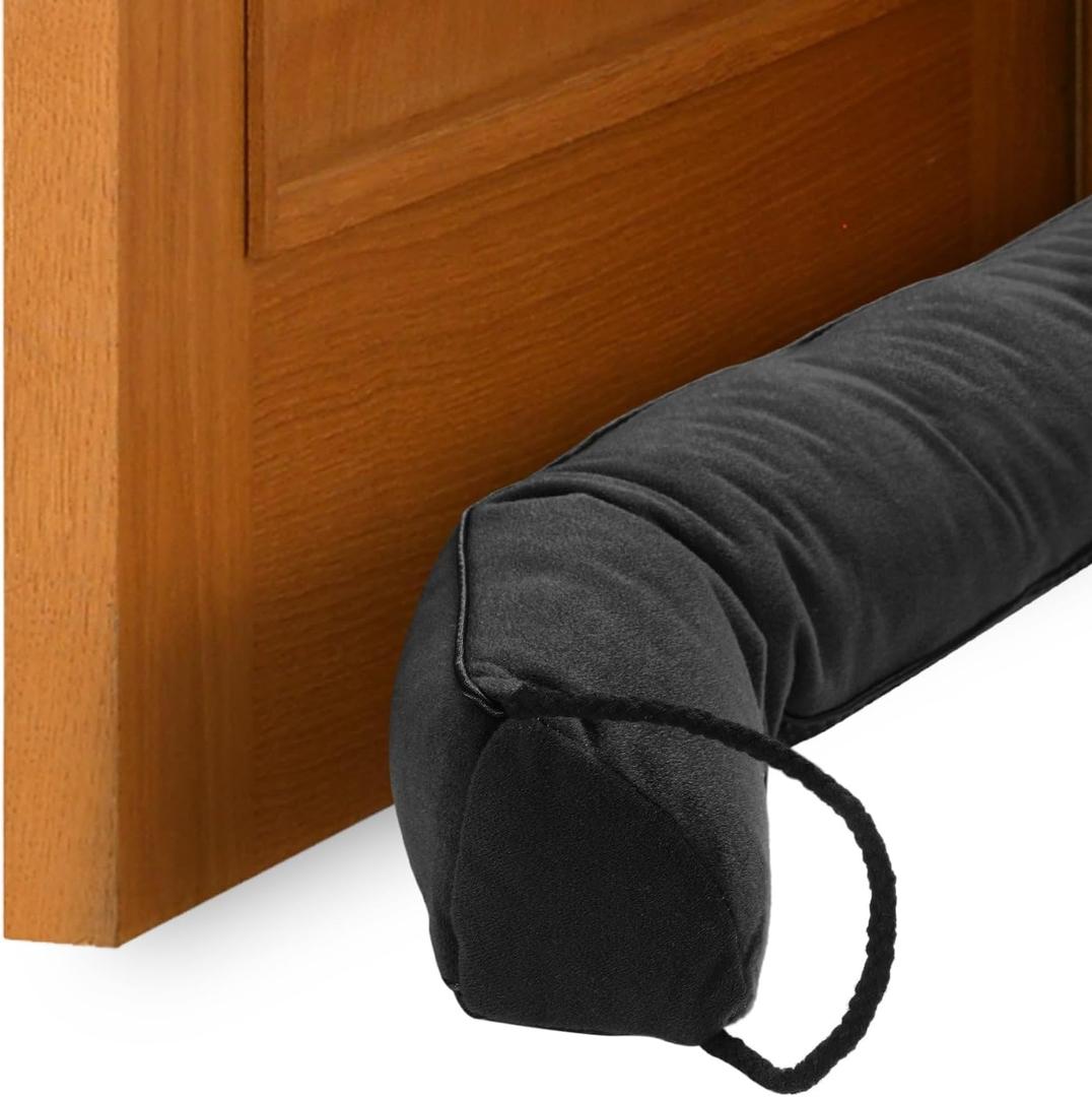 uxcell Door Sweep for Bottom of Doors, 60" x 3" Door Draft Stopper with Hanging Loops Weather Stripping Machine Washable for Windows Blocker Dust Cold Heat Noise, Black