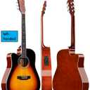 Winzz 4/4 Electro Acoustic Guitar, Left-Handed Western Guitar Set, Adult Beginners, Acoustic Guitar 41 Inch with 4-Band Equaliser (Dreadnought,Glossy Sunburst)