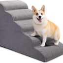 Dog Stairs for Bed and Couch, Non-Slip 5-Step Pet Stairs, 24" High Sofa Foam Dog Ramp - Best for Small Pets, Dogs and Cats with Joint Pain