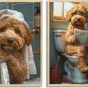 2Pcs Paint by Number Kit 16x20inch Adults Cute Curly Dog Bathroom Scenes DIY Painting Set with Pre - Numbered Canvas, Funny Puppy Art for Home Decor Gift