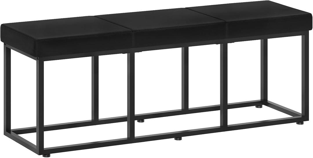 HOOBRO Dining Bench, Dining Room Bench with PU Leather Upholstered Seat, for Kitchen, Living Room, Hallway, Kitchen, Entryway, Bedroom, Black BB46CD01, 47.2"l X 12.2"w X 19.7"h