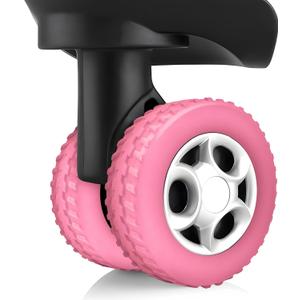 (8 Pack) Silicone Luggage Wheel Covers for 8-Spinner Wheel Suitcases, Mute & Shock Absorption Protector, Wear-Resistant & Noise-Reducing, Perfect for Travel (Pink)