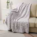 bearberry Fuzzy Leopard Knitted Throw Blanket Soft Cozy Warm Microfiber Blanket for Couch Sofa Bed Travel (Purple/Cream, 51"x70")