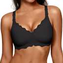 OEAK Women Jelly Bras No Underwire Scalloped Push Up Buttery Soft Tshirt Bra Seamless Full Coverage Convertible Everyday Bra, M