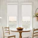 Beige White Textured Linen Semi Sheer Cordless Roller Shades 35" W x 72" H