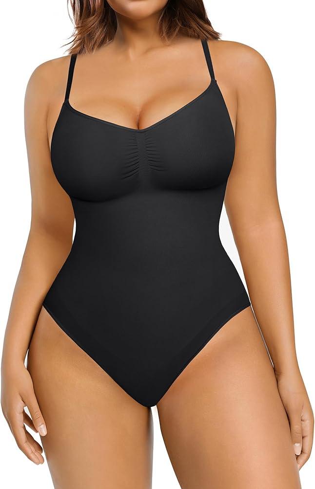 FeelinGirl Shapewear Bodysuit Sculpting Tummy Control Body Shaper for Women Seamless Plus Size Butt Lifting Shaper, M/L