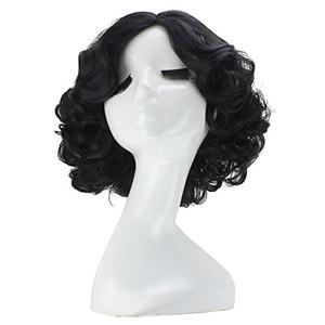 ANOGOL Hair Cap+Short Black Curly Wigs with Middle Part for Women Synthetic Wig Black Anime Wigs Princess Cosplay Wig for Halloween Party Christmas Costume ANOGOL Hair Cap+Short Black Curly Wigs with Middle Part for Women Synthetic Wig Black Anime Wigs Princess Cosplay Wig for Halloween Party Christmas Costume