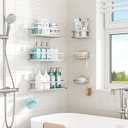 Youvip Shower Caddy 6 Pack, Adhesive Shower Shelves with Soap Holder, No Drilling Rustproof Large Capacity Bathroom Organizers and Storage, Silver