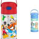 THERMOS Mickey Mouse & Bluey 12 Ounce Kids Insulated Water Bottles with Straw