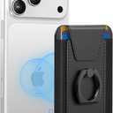 For Magsafe Wallet with Grip, 6-Card Holder, Stronger Magnetic Card Wallet Holder for iPhone 17/16/15, iPhone 14/13/12 Series, Leather Magnetic Phone Wallet with Privacy Flap, RFID Blocking, Black