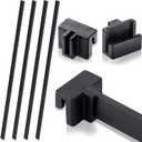 Epakh 4-Piece PVC Black Hanging File Folder Rails with 8 Clips, 1 x 0.75 x 0.75 Inches (Hooks), 15.75 x 0.59 x 0.13 Inches (Rails), Office, Home Use