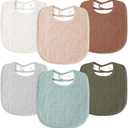 Susurration Muslin Baby Drool Bibs 6Pack Soft Square Adjustable Baby Bandana Bibs for Unisex Girls & Boys (Greenbrown)