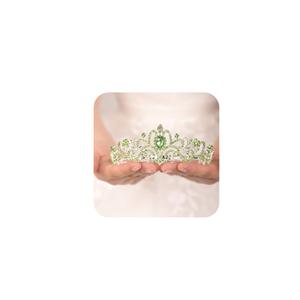JWICOS Emerald Green Rhinestone Tiara & Crown for Women Elegant Crystal with Combs Princess Birthday Girls Bridal Wedding Prom Party Hair Accessories (Emerald Green), 1.0 Count