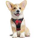 rabbitgoo Dog Harness for Large Dogs No Pull, Adjustable Dog Walking Vest Harness with 2 Leash Clips, Comfort Padded Pet Harness with Handle, Reflective Front Body Harness, Red Plaid, Small