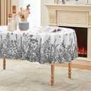 Horaldaily Spring Summer Tablecloth 6084 Inch Oval, Wild Flowers Floral Black Washable Seasonal Table Cover for Party Picnic Dinner Decor